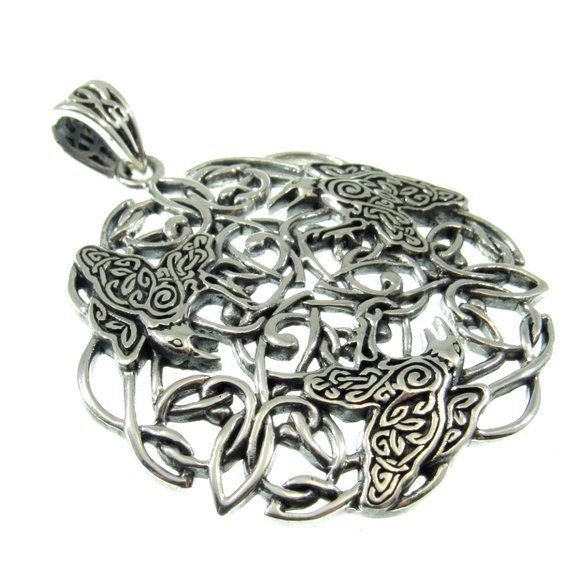 Solid 925 Sterling Silver Brigid Ashwood Celtic Raven Pendant by Peter Stone - Picture 3 of 5